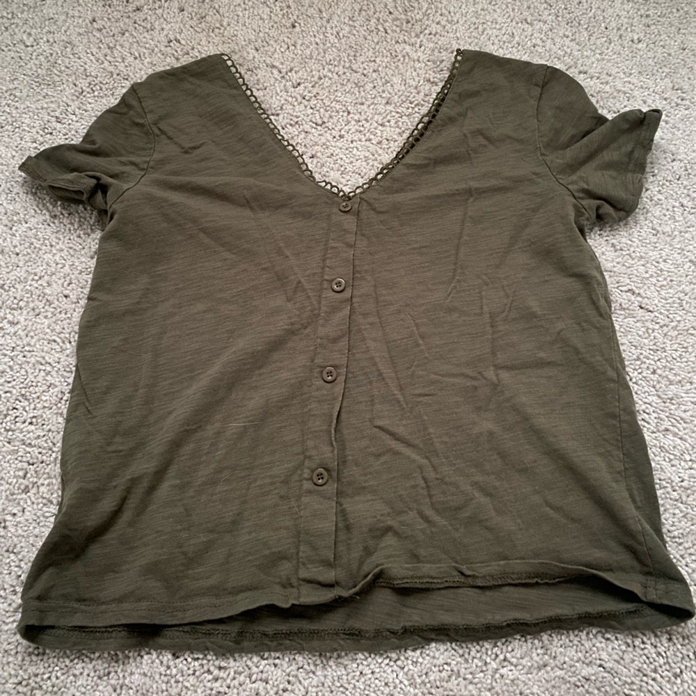 Olive Green Button-Up Top